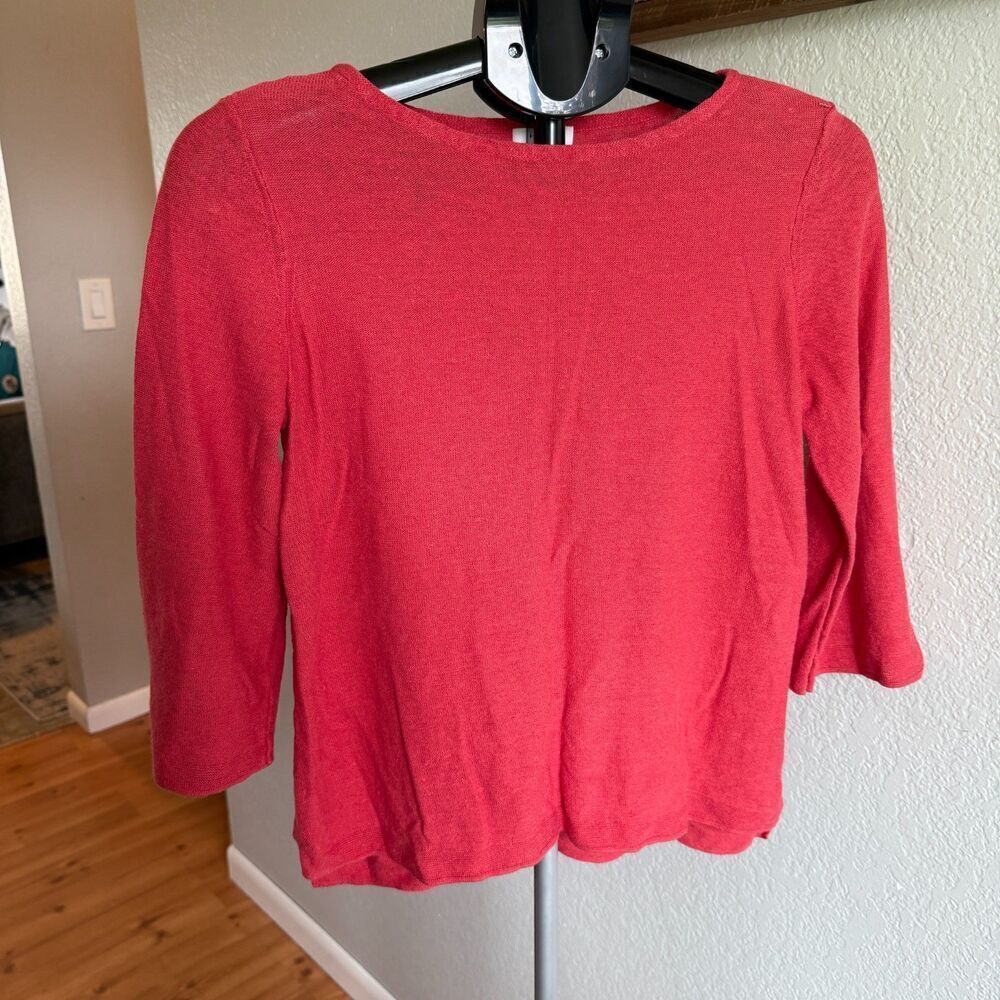 J. Jill Linen Cotton Blend 3/4 Sleeve Cooling Summer Top Shirt Boat Size Small